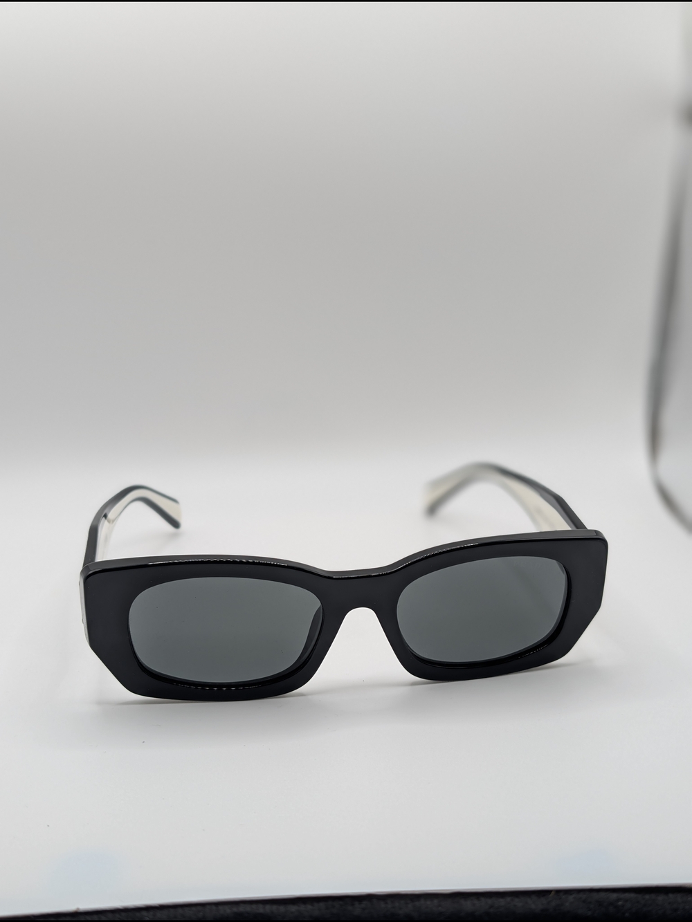 PRADA SPR B05 Black & White Geometric Sunglasses NWB